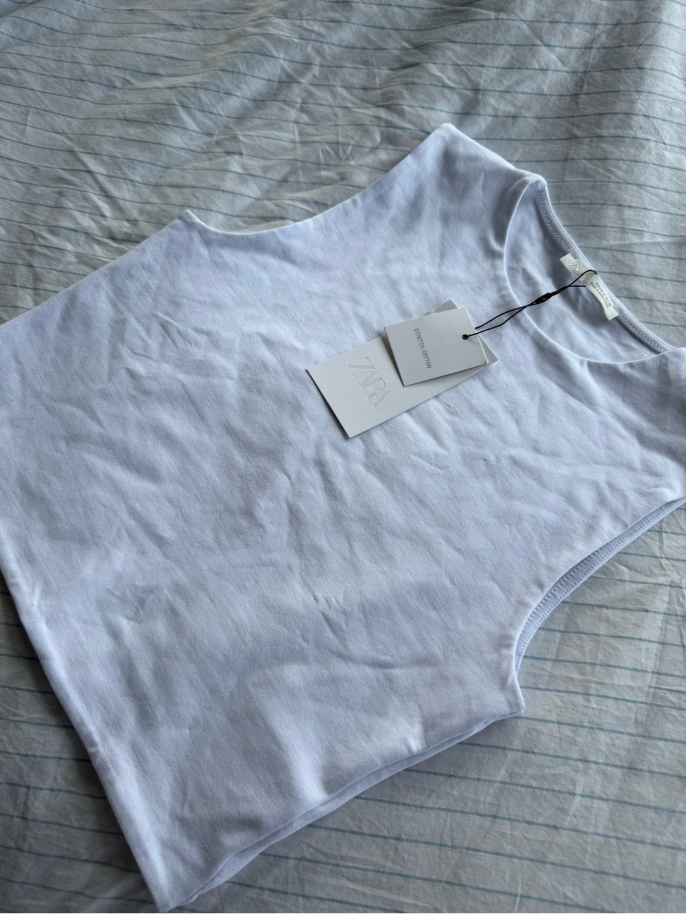 ZARA White Stretch Cotton Tank Top. NWT. Size: S - Picture 4 of 4